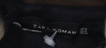 Womens UK Size S Zara Brown Parka Coat