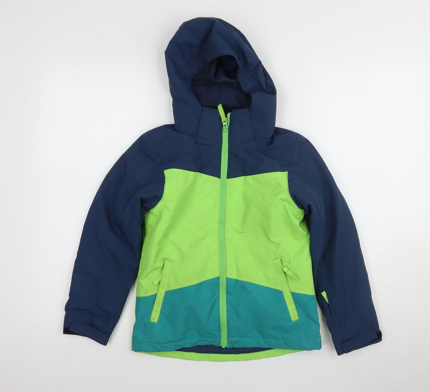 Crane Boys Puffer Jacket Blue Green 7-8 Years Hooded