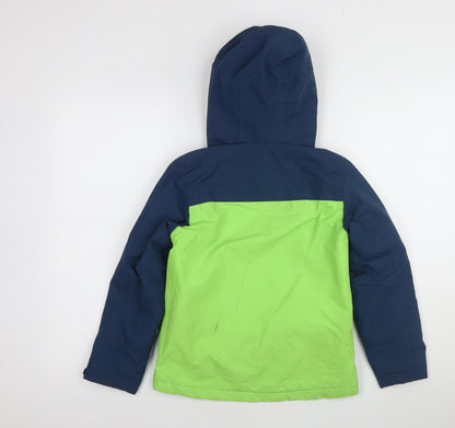 Crane Boys Puffer Jacket Blue Green 7-8 Years Hooded
