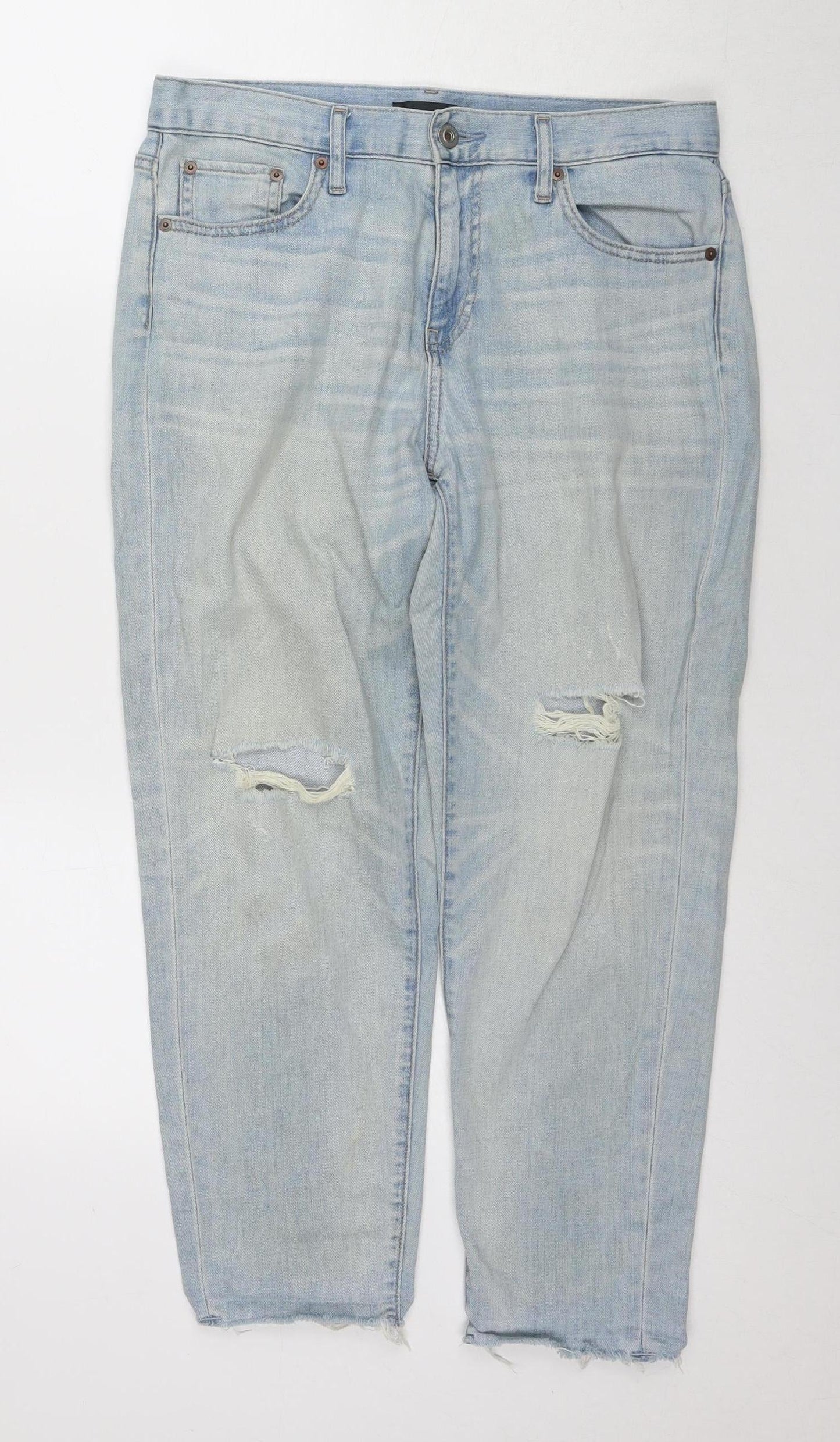 Uniqlo Women's Blue Distressed Jeans Size 10