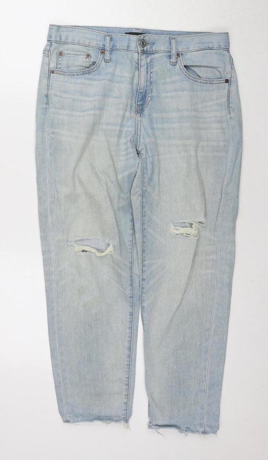 Uniqlo Women's Blue Distressed Jeans Size 10