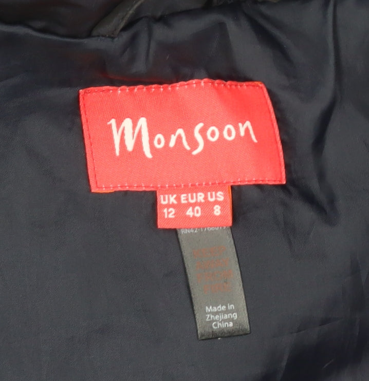 Womens UK Size 12 Monsoon Blue Parka Coat