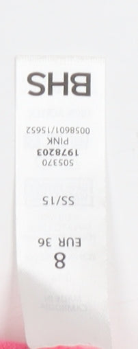 BHS Women's Pink Mock Neck Jumper Size 8