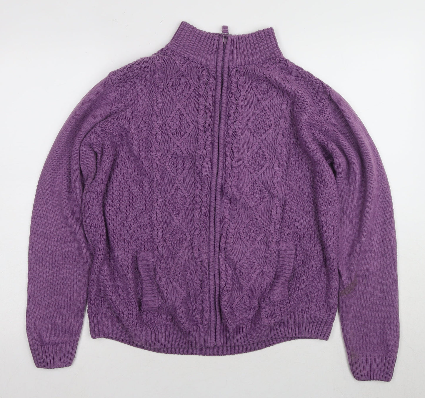 Womens UK Size L ISLE Purple Full Zip Jumper