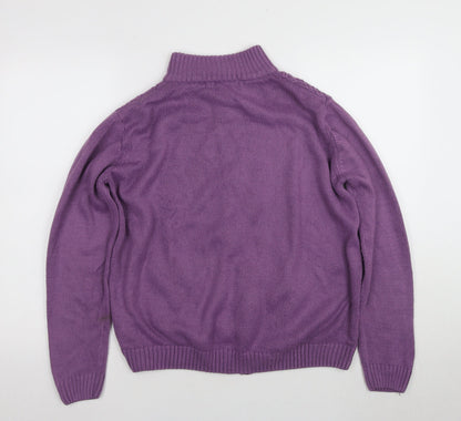 Womens UK Size L ISLE Purple Full Zip Jumper