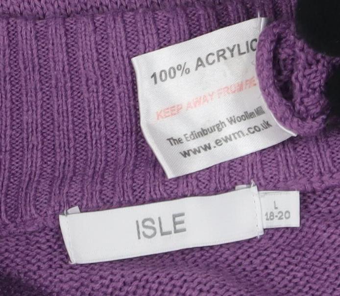 Womens UK Size L ISLE Purple Full Zip Jumper