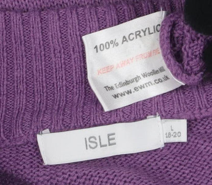 Womens UK Size L ISLE Purple Full Zip Jumper