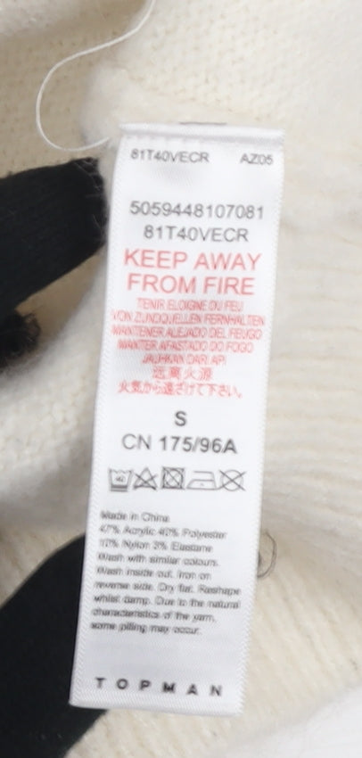 Topman Ivory Hooded Pullover Jumper for Men, Size S