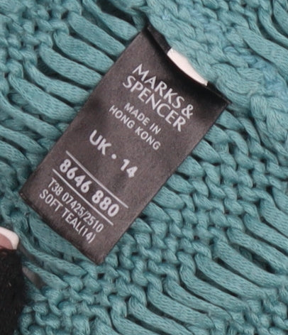 Womens UK Size 14 Marks and Spencer Teal Cardigan Jumper