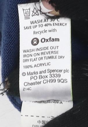 Marks and Spencer Men's Blue V-Neck Pullover Jumper - Size L