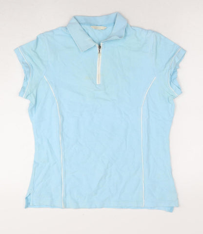 Marks and Spencer Women's Blue Polo Shirt - Size 12