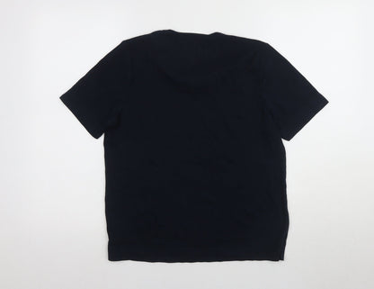 TIGI Women's Black XL Basic T-Shirt, Embr. Detail