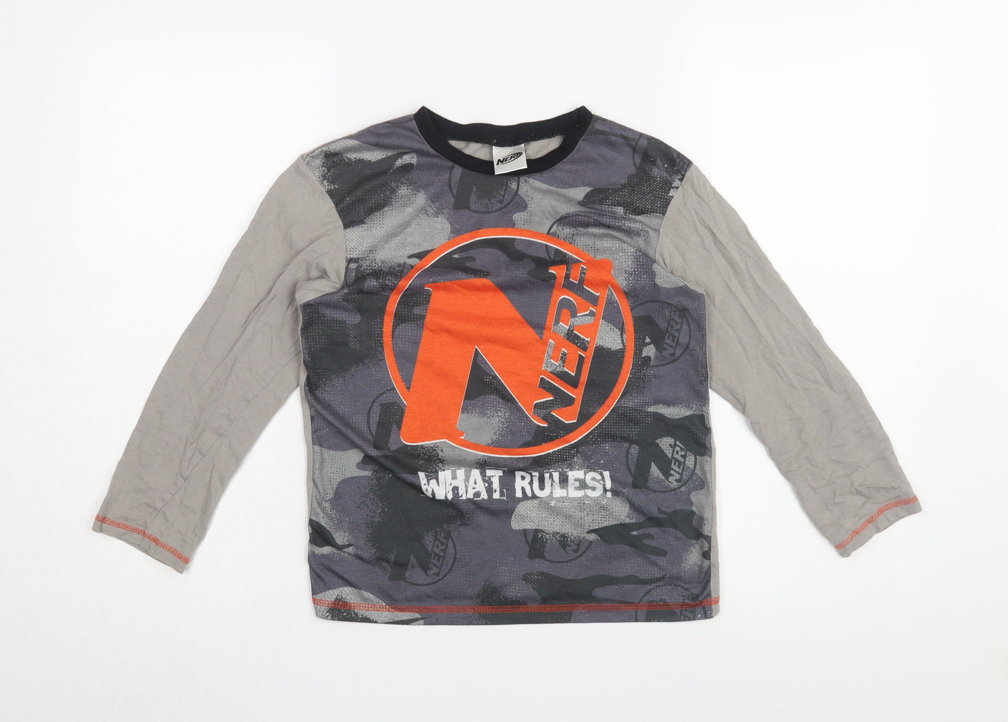 Nerf Boys Grey Camouflage Long Sleeve Jersey T-Shirt 9-10 Years