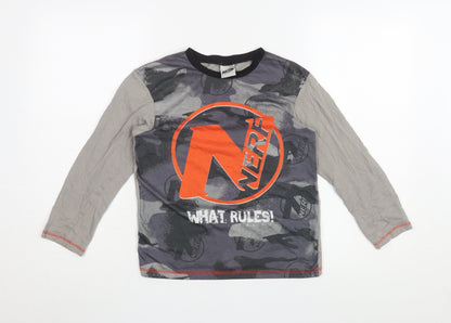 Nerf Boys Grey Camouflage Long Sleeve Jersey T-Shirt 9-10 Years