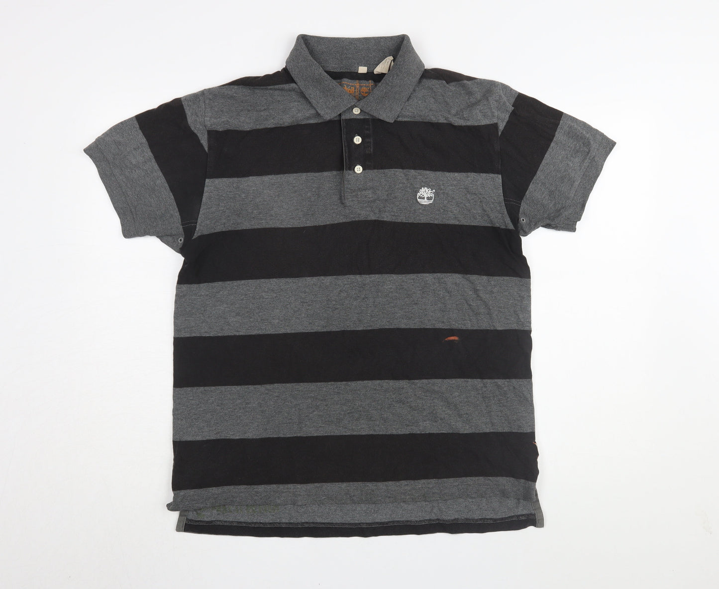 Timberland Men's Black Striped Polo, Size L
