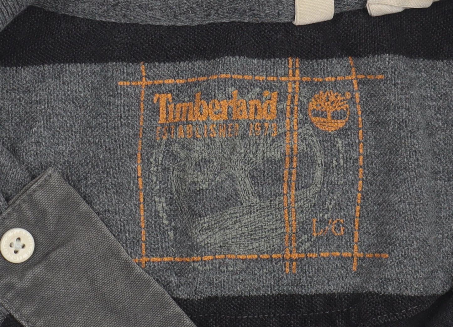 Timberland Men's Black Striped Polo, Size L