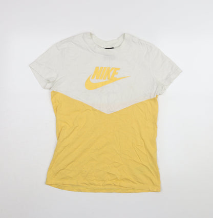 Nike Unisex Yellow T-Shirt, Size S, Colourblock Design