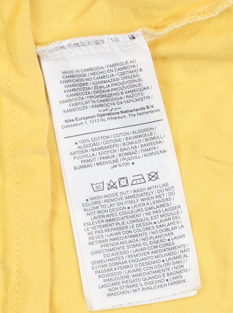 Nike Unisex Yellow T-Shirt, Size S, Colourblock Design