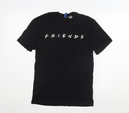 Divided H&M Friends Black T-Shirt, XS, Unisex Adults