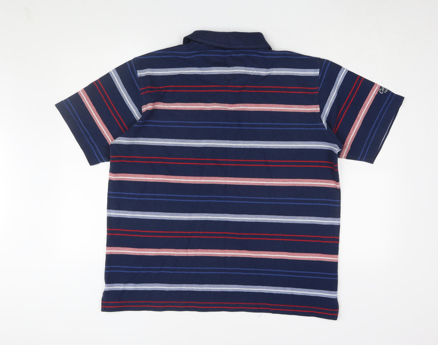 Cotton Traders Men's Blue Striped Polo Shirt L