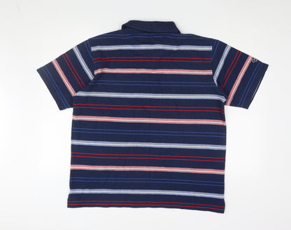 Cotton Traders Men's Blue Striped Polo Shirt L