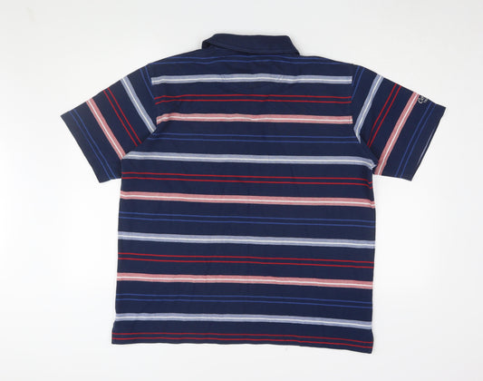 Cotton Traders Men's Blue Striped Polo Shirt L