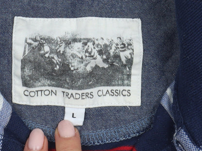 Cotton Traders Men's Blue Striped Polo Shirt L