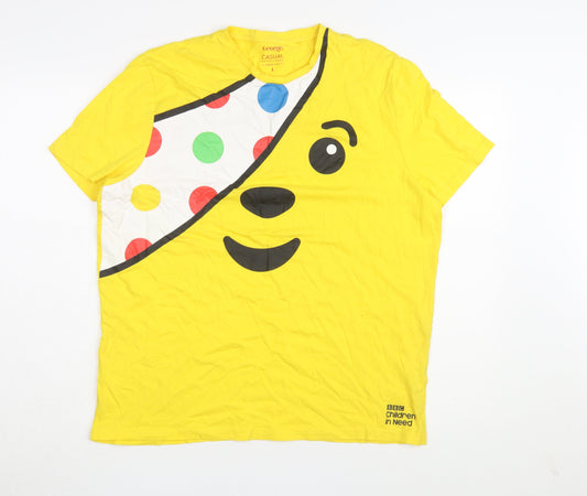 George Men's Yellow Fun Graphic T-Shirt L