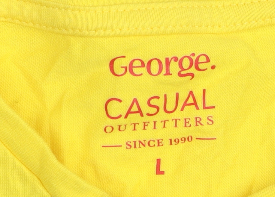George Men's Yellow Fun Graphic T-Shirt L