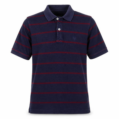 Lincoln Men's Blue Striped Polo Size L Short Sleeve