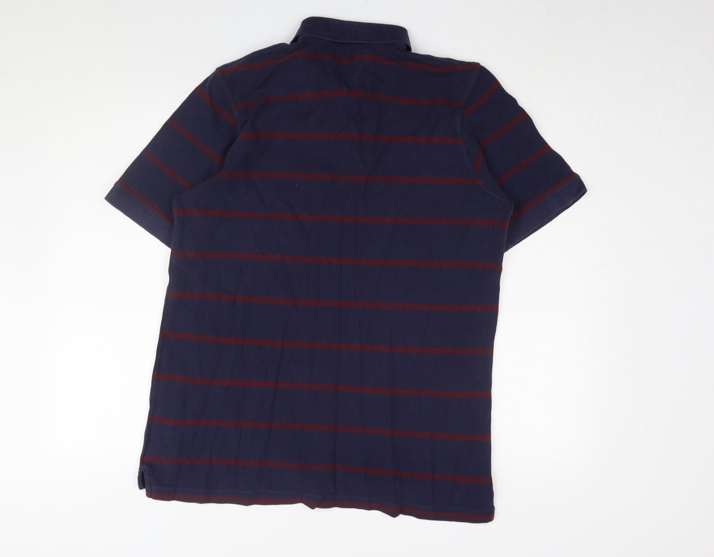 Lincoln Men's Blue Striped Polo Size L Short Sleeve