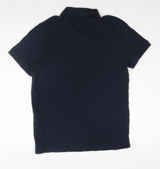 Jack & Jones Men's Blue Polo Shirt M Solid Logo