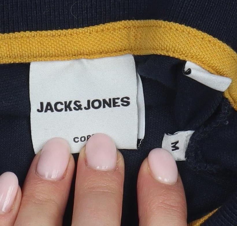 Jack & Jones Men's Blue Polo Shirt M Solid Logo