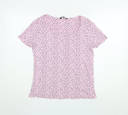 Bonmarché Women's Pink Polka Dot T-Shirt - Size 14