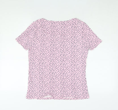 Bonmarché Women's Pink Polka Dot T-Shirt - Size 14