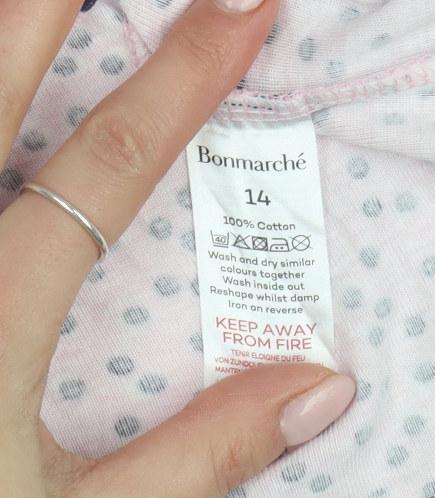 Bonmarché Women's Pink Polka Dot T-Shirt - Size 14