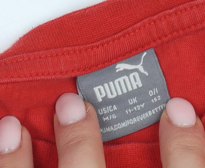 Puma Boys Red T-Shirt, 11-12 Years, Logo Style