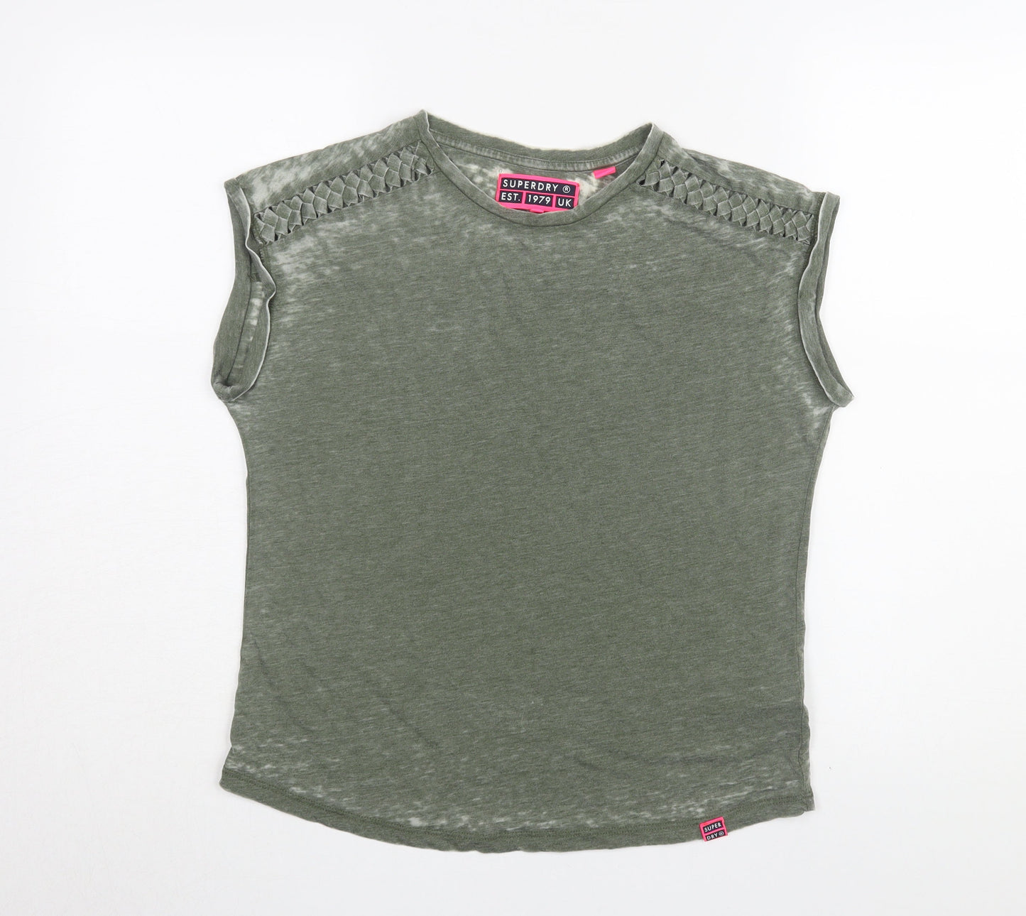 Womens UK Size 10 Superdry Green Basic T-Shirt