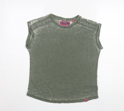 Womens UK Size 10 Superdry Green Basic T-Shirt