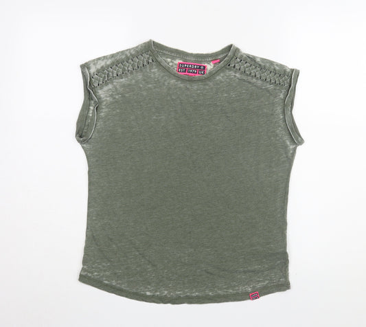 Womens UK Size 10 Superdry Green Basic T-Shirt