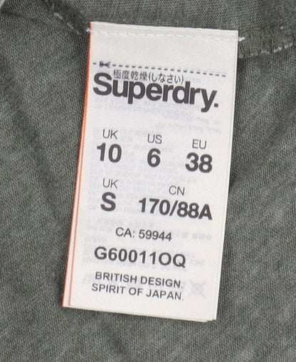 Womens UK Size 10 Superdry Green Basic T-Shirt