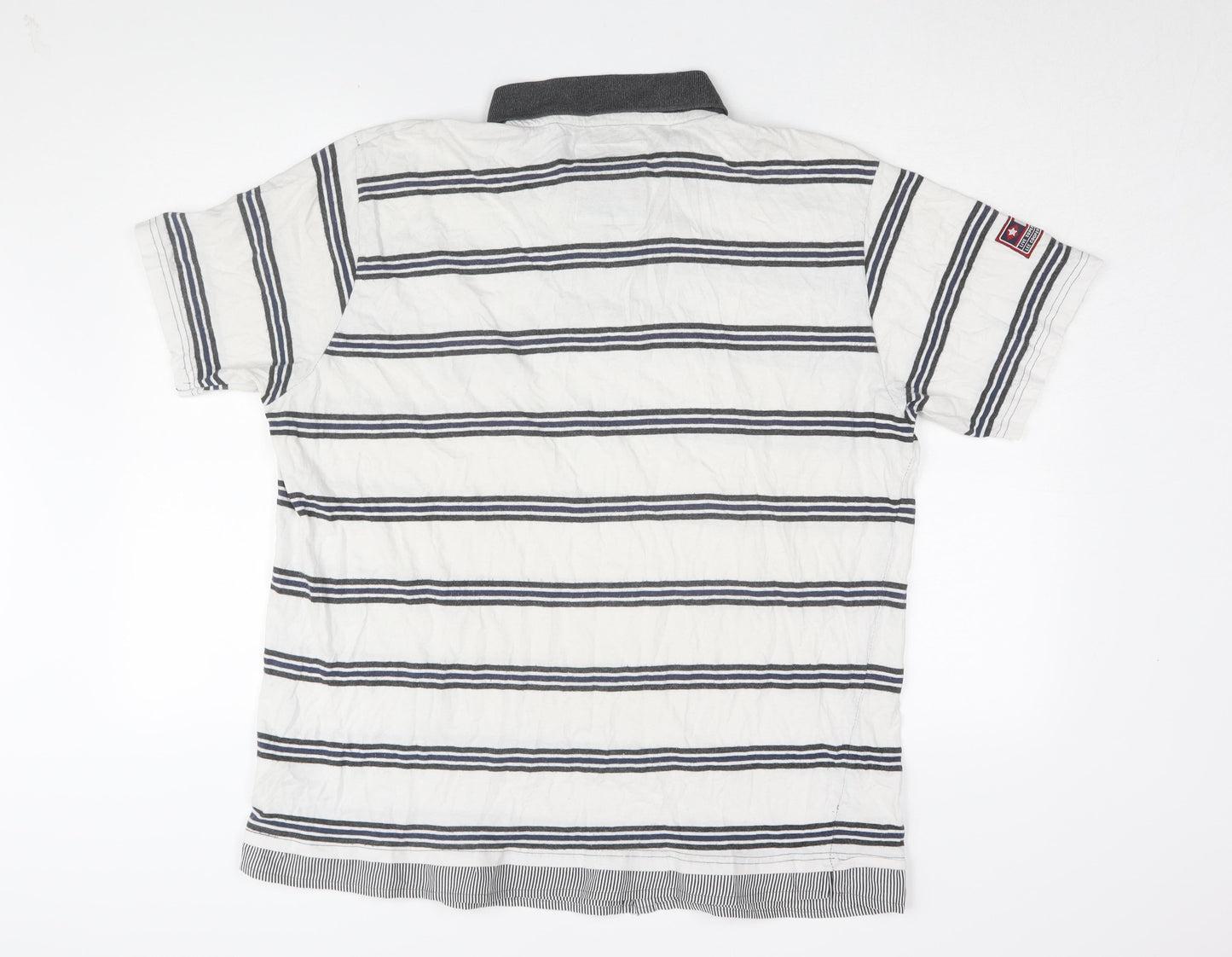 Lee Cooper Men's White Striped Polo T-Shirt 2XL