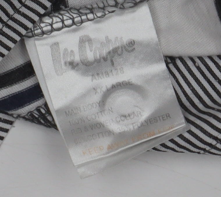 Lee Cooper Men's White Striped Polo T-Shirt 2XL