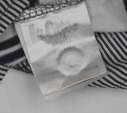 Lee Cooper Men's White Striped Polo T-Shirt 2XL