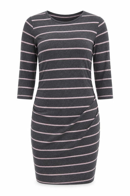 Blooming Marvellous Women's Grey Striped Bodycon Dress Size 10