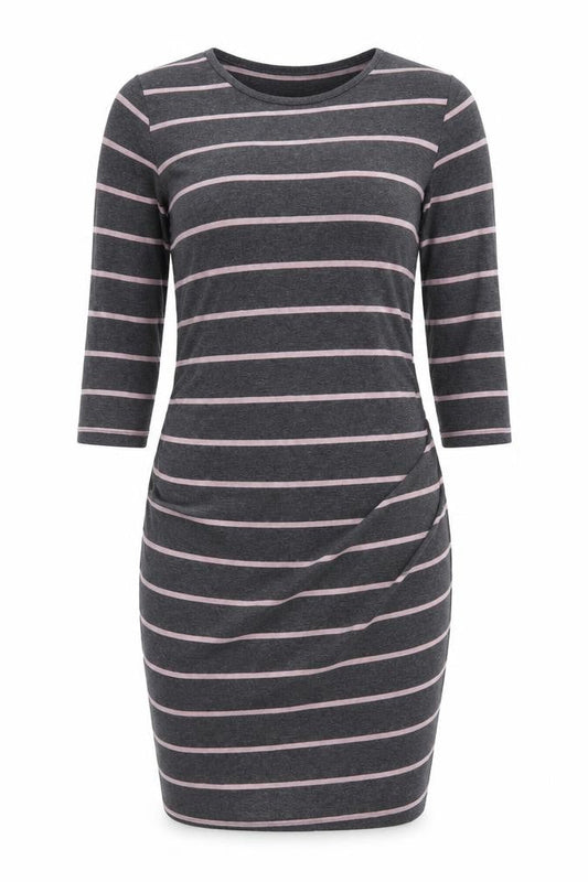 Blooming Marvellous Women's Grey Striped Bodycon Dress Size 10