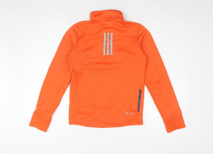 Adidas Boys Orange 1/4 Zip Sweatshirt - Size 12 Years, Activewear