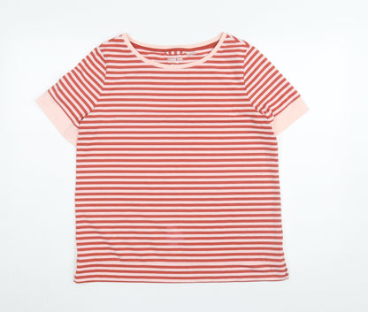 Lands' End Women's Red Striped Basic T-Shirt S