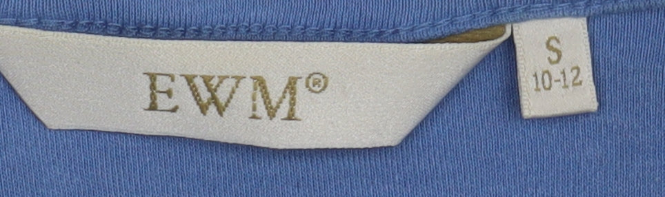EWM Women's Blue Cotton Basic T-Shirt, Size S