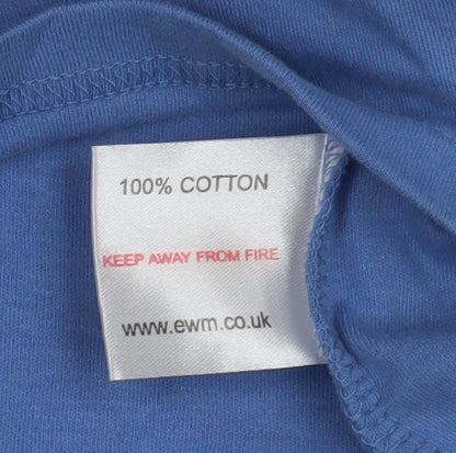 EWM Women's Blue Cotton Basic T-Shirt, Size S